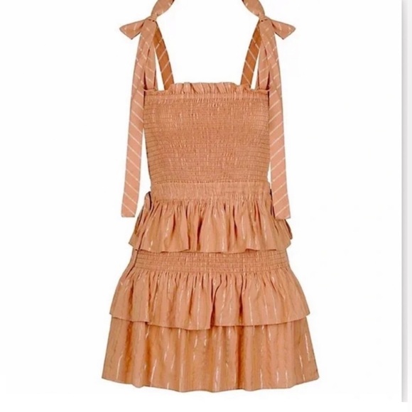 NWOT HOUSE OF HARLOW Corrine Shirred Smocked Mini Dress -Desert Rose - Picture 3 of 7